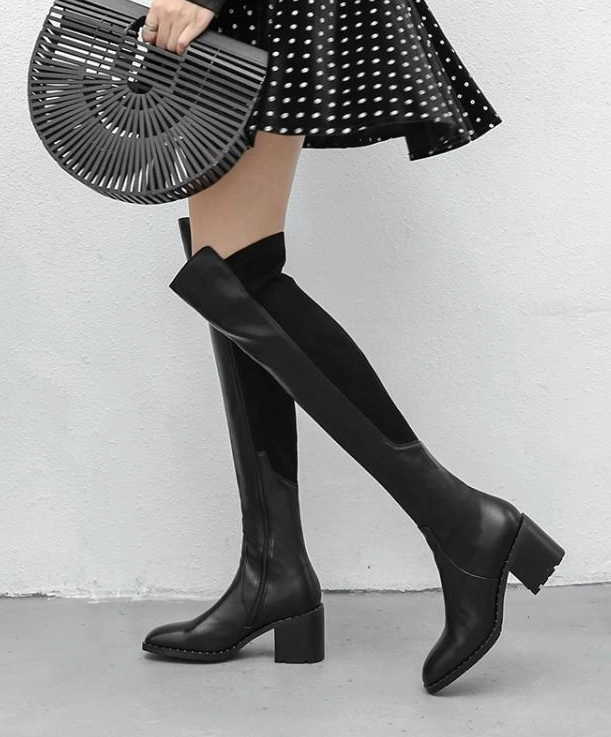 Black Over The Knee Boots Momo Twice Fashion Chingu