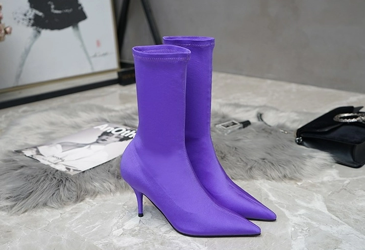 ロングブーツ BALENCIAGA Lilac Velvet Knife Ankle Boots Balenciaga Knife velvet sock boots Balenciaga