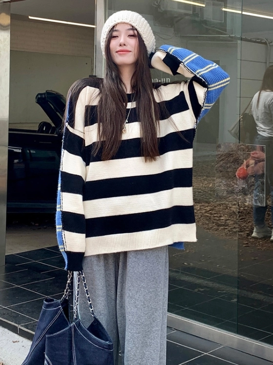 Black Blue Two Tone Striped Sweater Jimin BTS Fashion Chingu