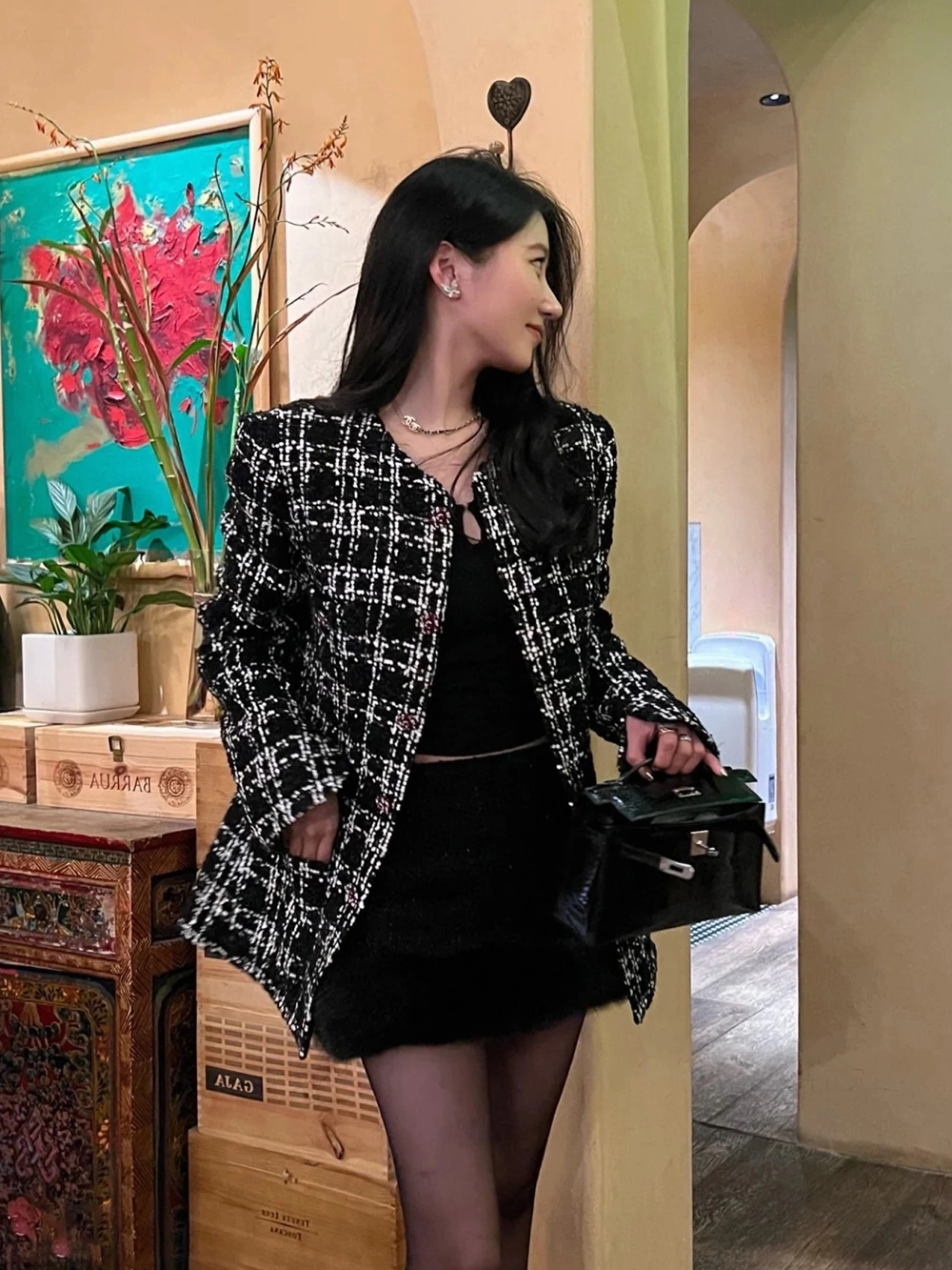 [Dunst] Classic Tweed Jacket Black BLACK PINK ジェニー着用 Dunst] Classic Tweed Jacket Black BLACK PINK ジェニー着用