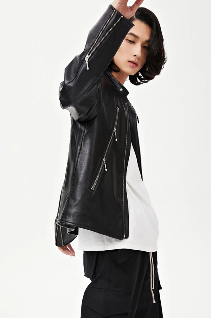 Black Double Zippered Leather Jacket | Jimin - BTS - Fashion