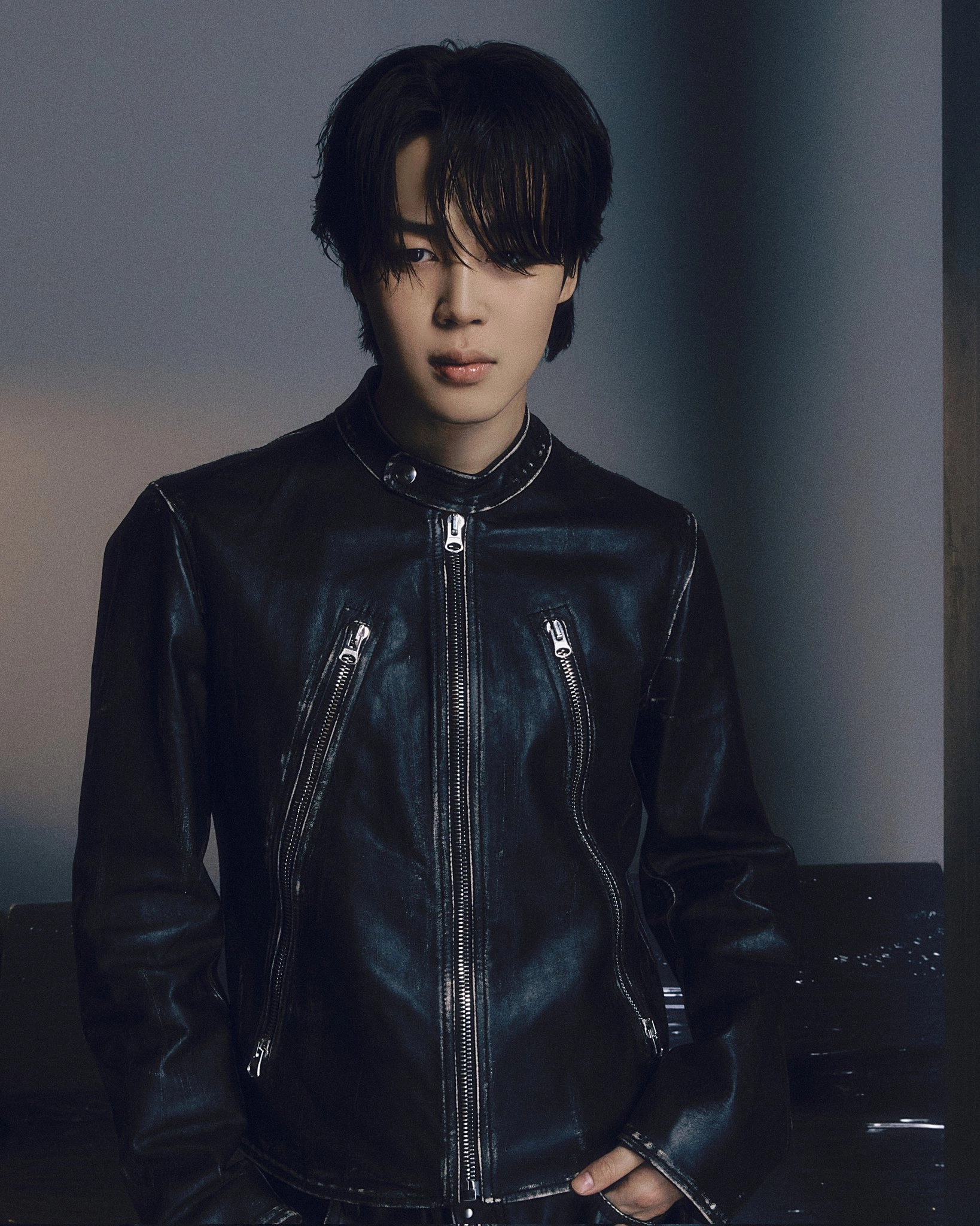 Jimin フード付きジャケット BTS新品 Black Double Zippered Leather Jacket | Jimin - BTS - Fashion