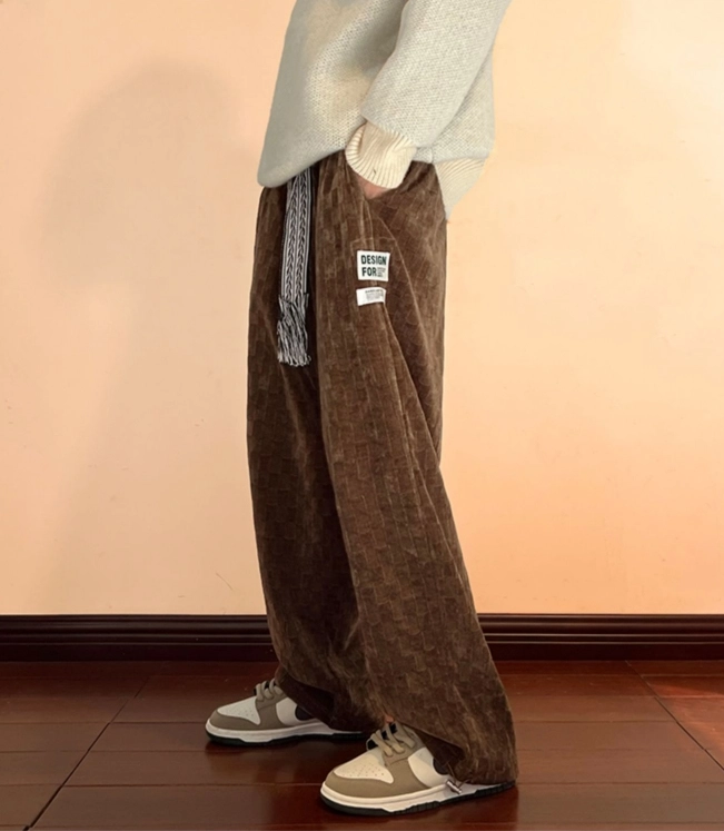 【BAON】[BAONHOUSE] Sokin corduroy color pants Brown Checkered Corduroy Pants | Suga - BTS - Fashion Chingu