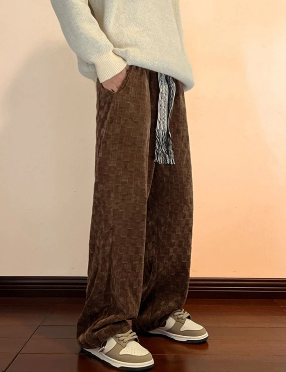 Brown Checkered Corduroy Pants | Suga - BTS - Fashion Chingu
