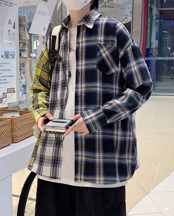 Multicolored Triple Plaid Pattern Shirt | Suga - BTS
