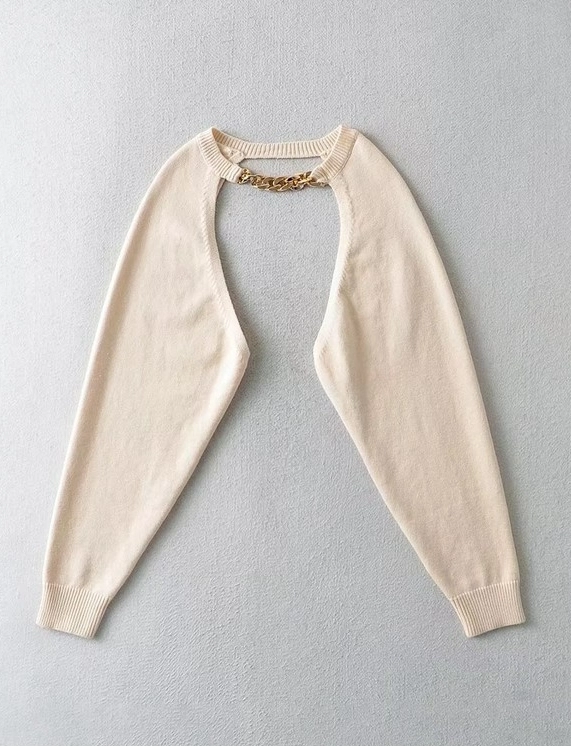 トップス YILON MADE mock neck chain bolero set Beige Chain Bolero Sweater | Wonyoung - IVE - Fashion Chingu