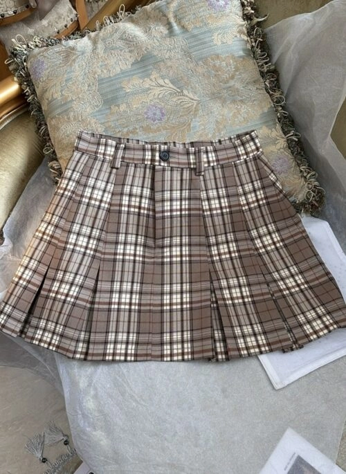 Olive Green Plaid Double Buckle Skirt | Wonyoung - IVE