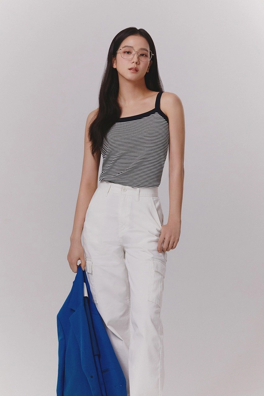 Black And White Striped Sling Top | Jisoo - BlackPink