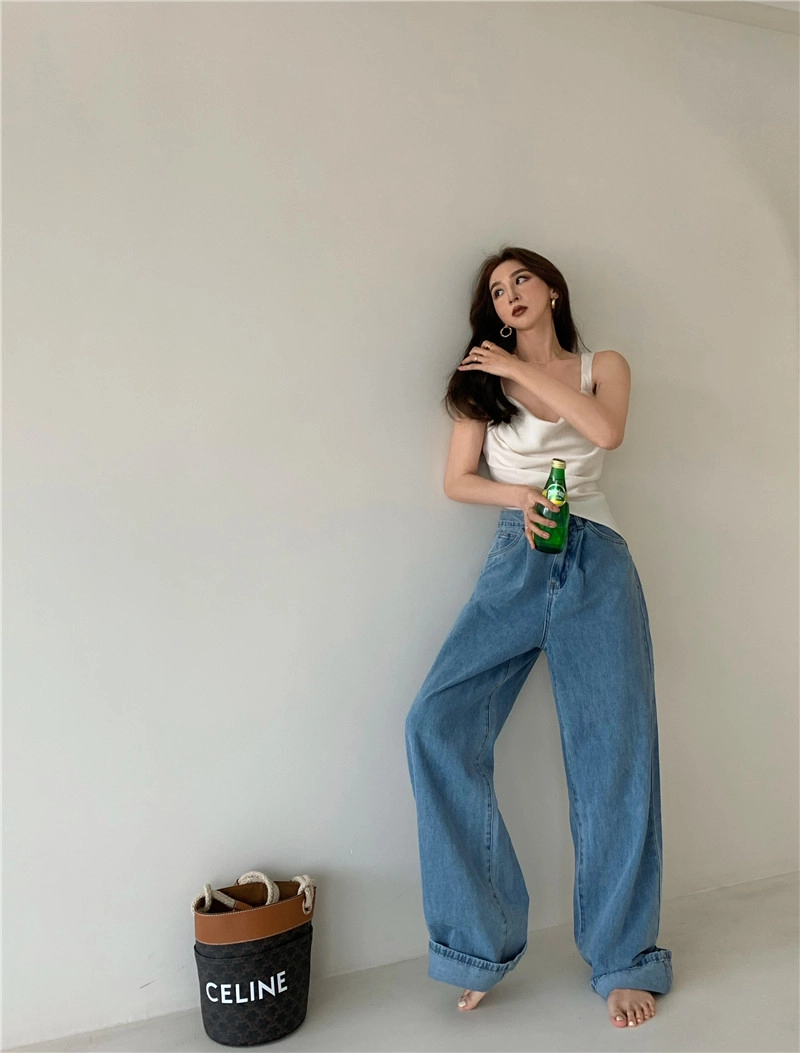 8/22迄大幅値下げ！JENNIE着用　  デニム Blue Straight Cut Jeans | Jennie - BlackPink - Fashion Chingu