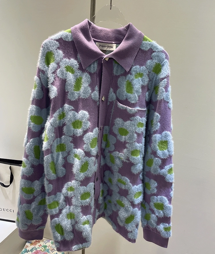 トップス TTT_MSW 22ss flower cardigan ttt_msw/ 22ss Flower Cardigan（TTT MSW Rose Jacquard Knit
