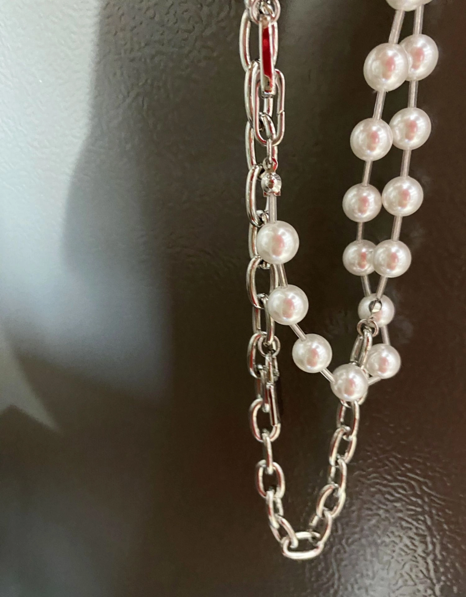 Lavish'e★BTS JIMIN着用Melting Stone Pearl Vintage Necklace Silver Chain And Pearl Padlock Necklace | Jimin - BTS
