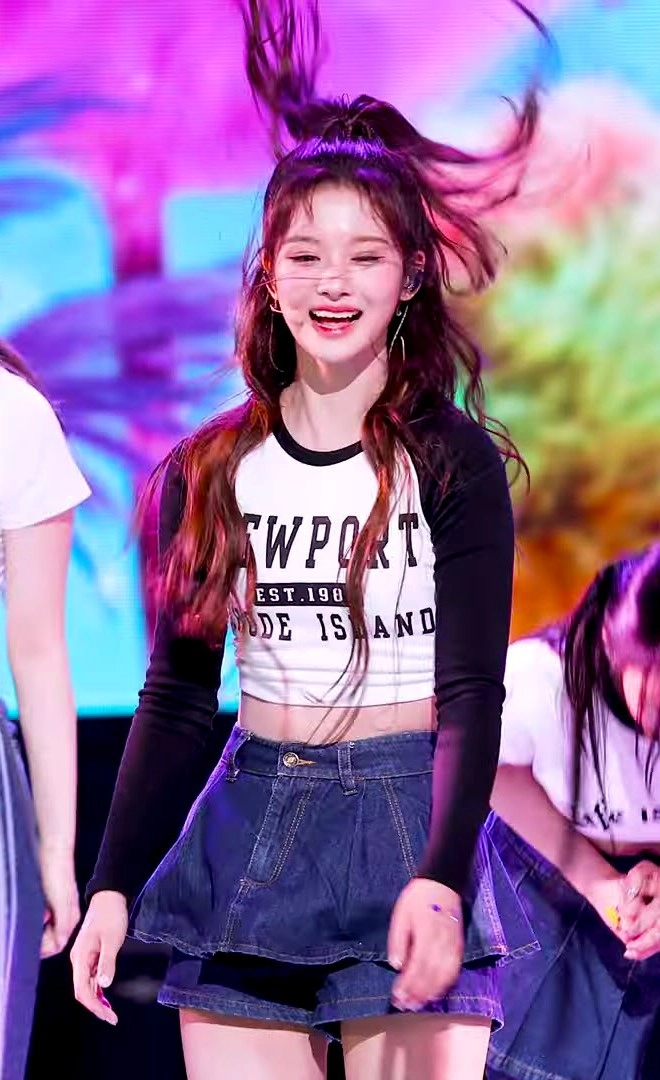 Blue Denim Layered Skorts | Sullyoon - NMIXX - Fashion Chingu