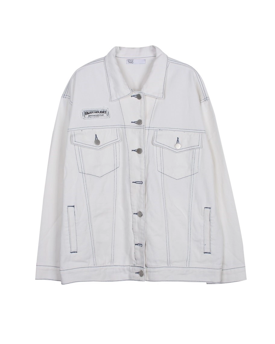 White Denim Jacket With Blue Stitches | S.Coups - Seventeen