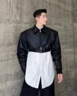 ジャケット・アウター SOFTHYPHEN FAUX LEATHER CROPPED SHIRT Cropped Faux Leather Jacket - Aleksandre Akhalkatsishvili