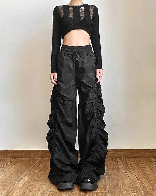 Black-Ruched-Wide-Leg-Pants-