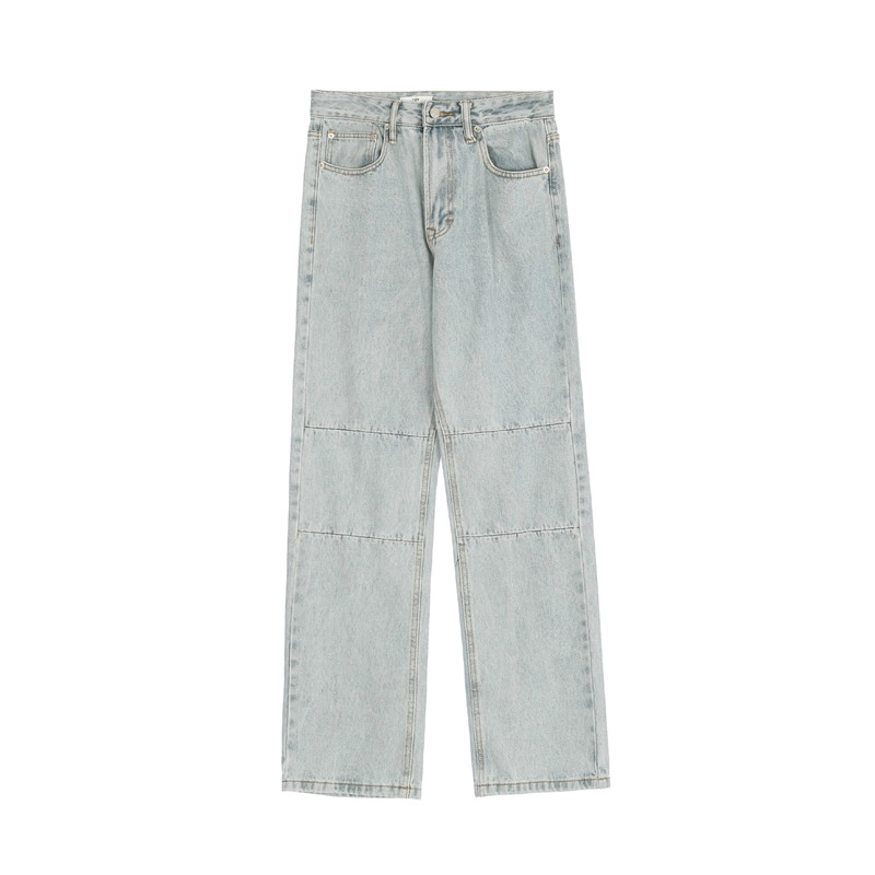 Blue Light Washed Jeans With Stitched Knee Detail | Suga