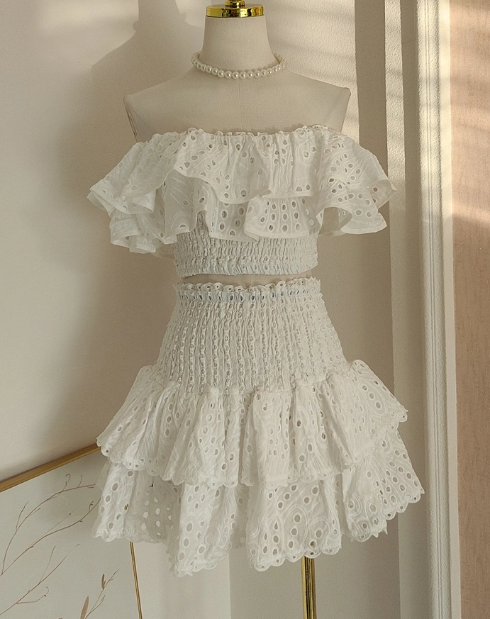 ワンピースその他 [YOUHEE] SHEEP PATTERN T-SHIRTS SKIRT SET WHITE White Crochet Trim Two Piece Outfit Set – Shop Hearts