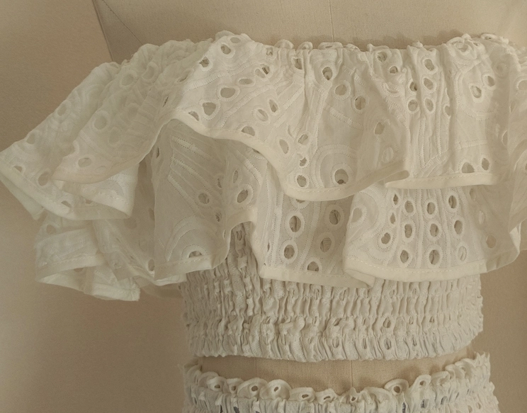 White Off Shoulder Top And Layered Skirt Set | Chaewon - Le