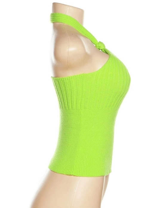 [BEENTRILL]★JENNIE SLIM FIT HALTER NECK TANK TOP SLEEVELESS Rfirady Women's Neck Sexy Sleeveless Slim Criss Cross Knit