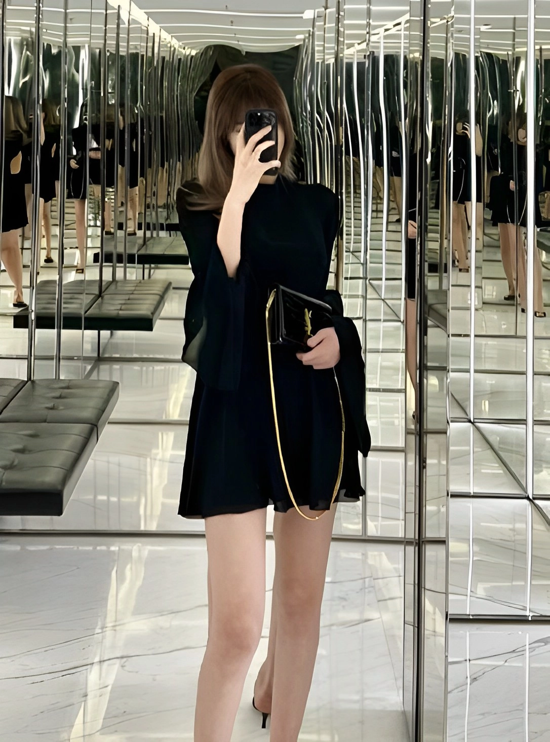 Black Flared Long Sleeve Dress | Rose - BlackPink - Fashion