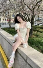 White Flower Patterned Jacquard Dress | Shuhua - (G)I-DLE