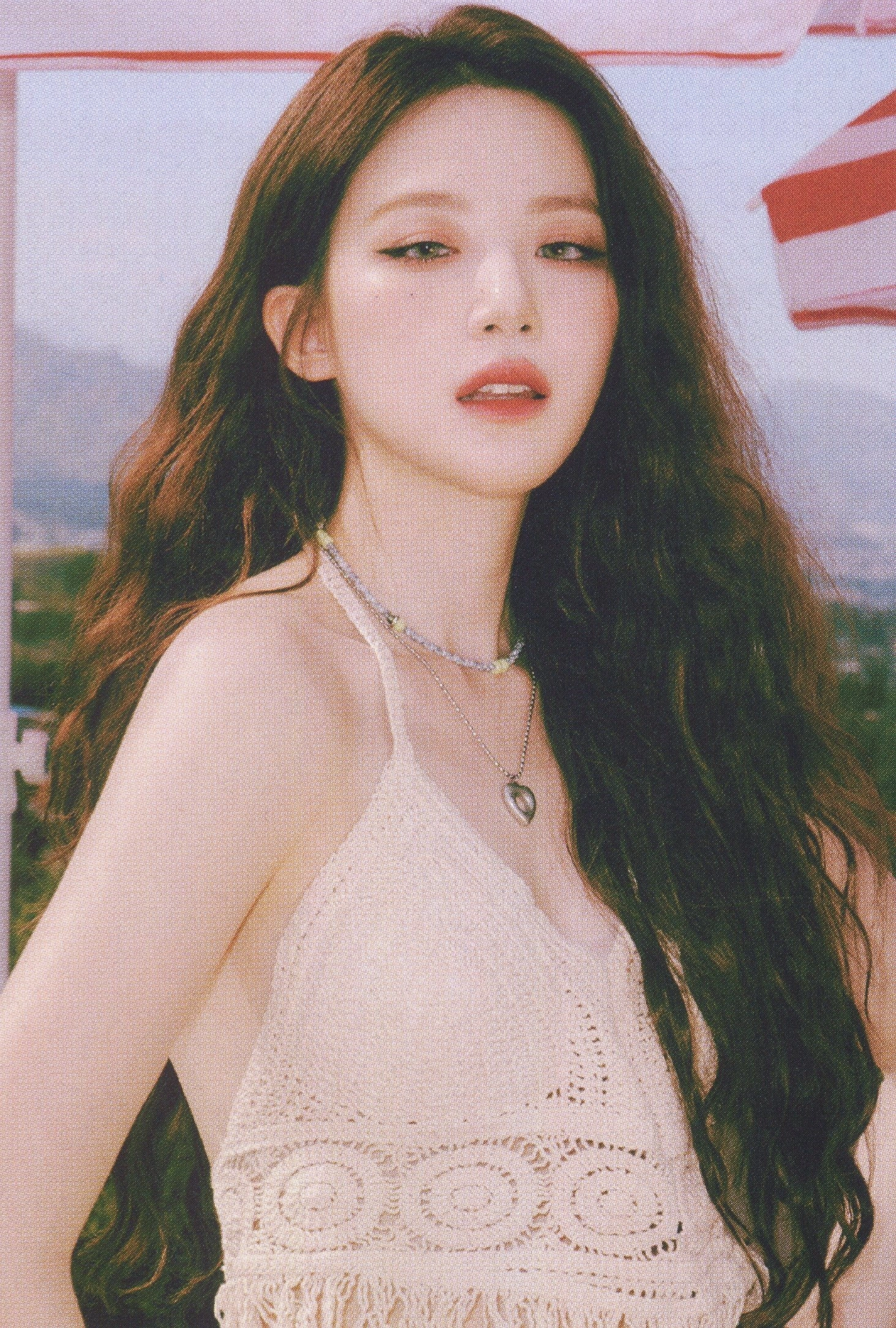 Beige Crochet Tassel Halter Top | Shuhua - (G)I-DLE