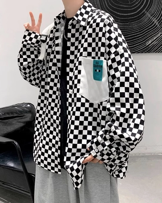 Black And White Checkered Button-Down Shirt | MJ - Astro