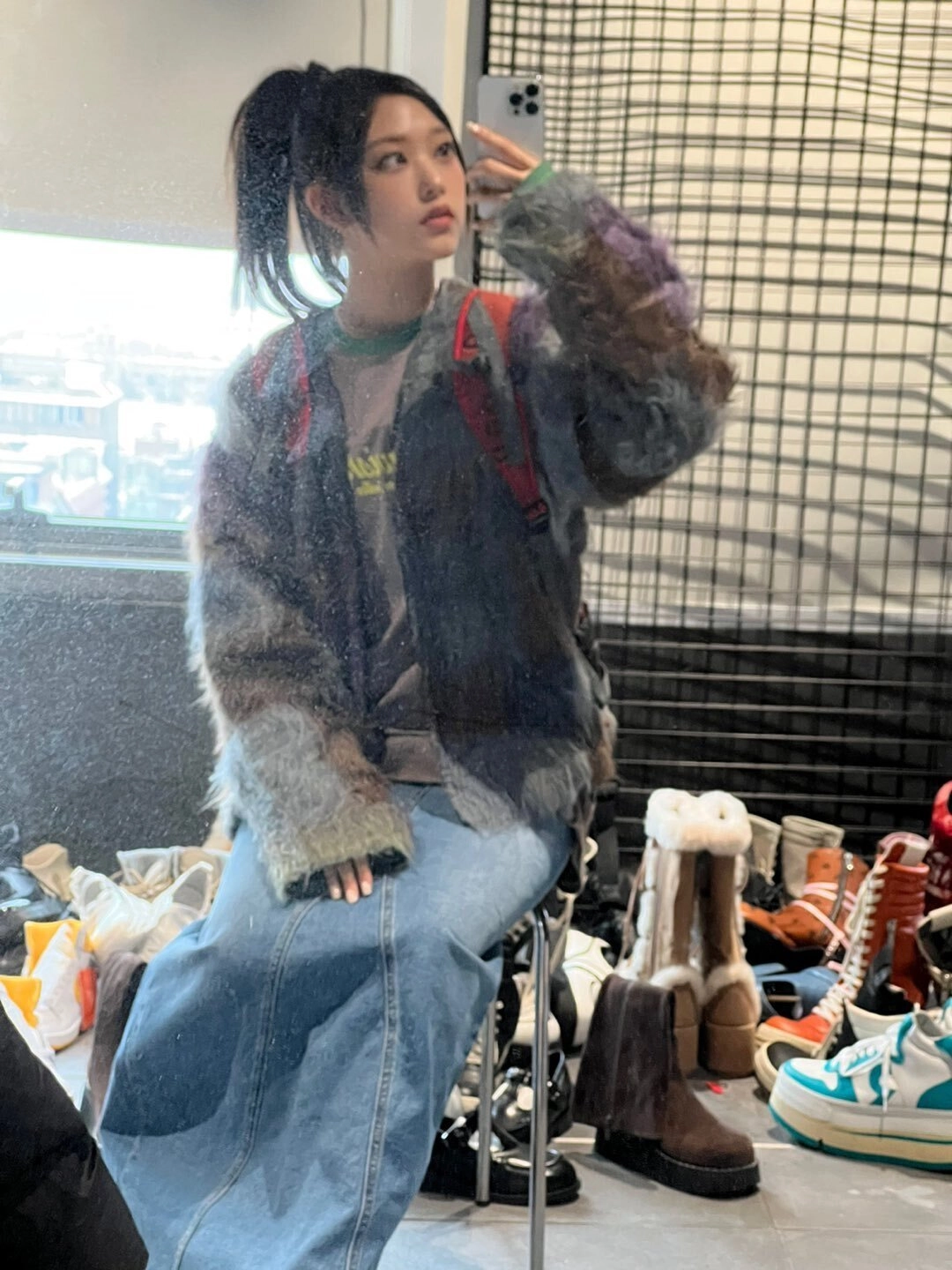 Blue Long Back Slit Denim Skirt | Haerin - NewJeans - Fashion Chingu