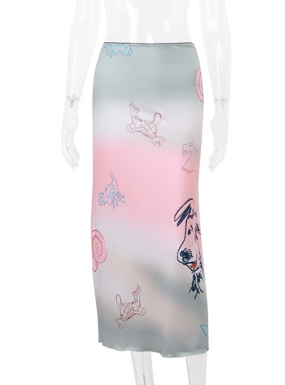 Pink And Green Tie-Dye Dog Doodle Skirt Hyein NewJeans