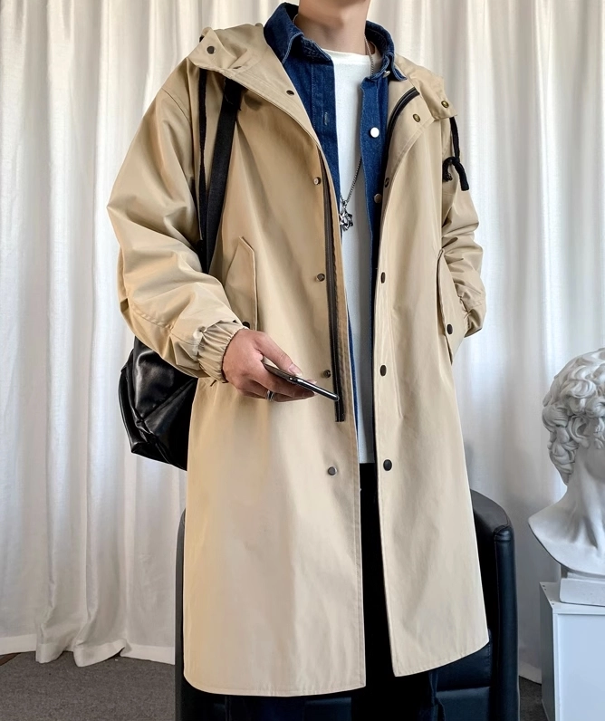 Beige Hooded Winter Coat RM BTS Fashion Chingu