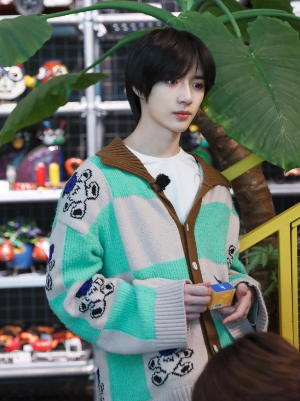 Green Checkered Bear Cardigan | Beomgyu - TXT - Fashion Chingu