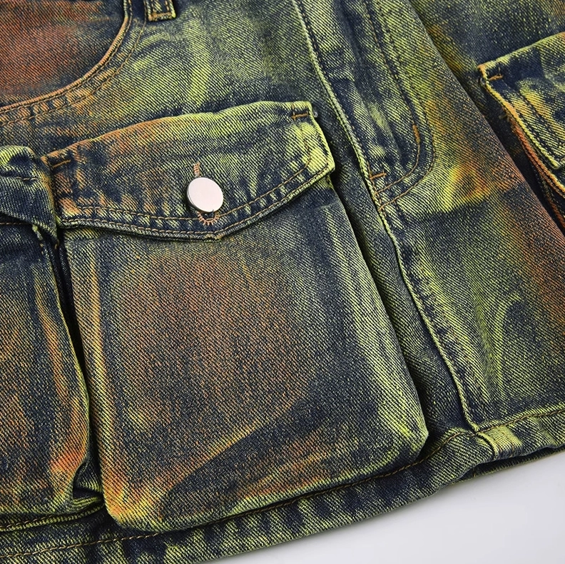 Green Gradient Multi-Pocket Denim Skirt | Yeji - ITZY
