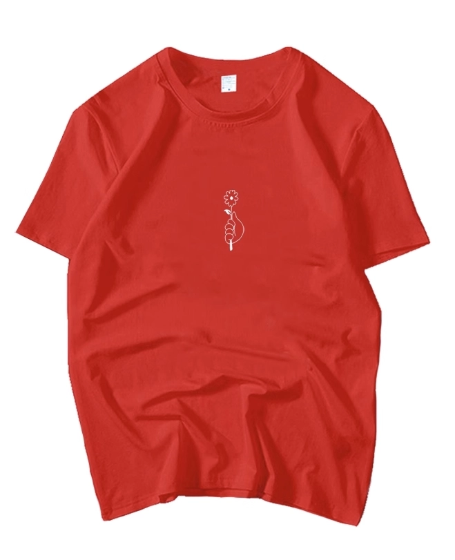Red Single-Flower Print T-Shirt | Jimin - BTS - Fashion Chingu