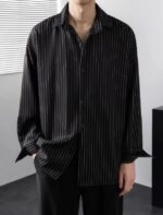 Black Striped Button Down Shirt | Jungkook - BTS - Fashion