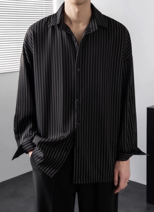 Beige Oversized Striped Shirt | Jungkook - BTS - Fashion Chingu