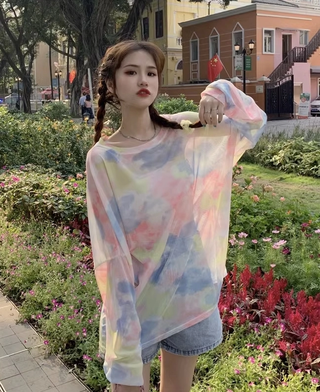 【massnoun】TIE-DYE OVERSIZED LONG SLEEVES Hawaii Tie Dye UNISEX Long Sleeve Jersey Tee: Moondance