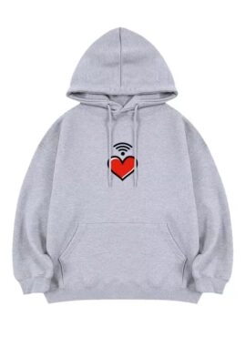 Grey Heart Printed Hoodie | Seungmin – Stray Kids