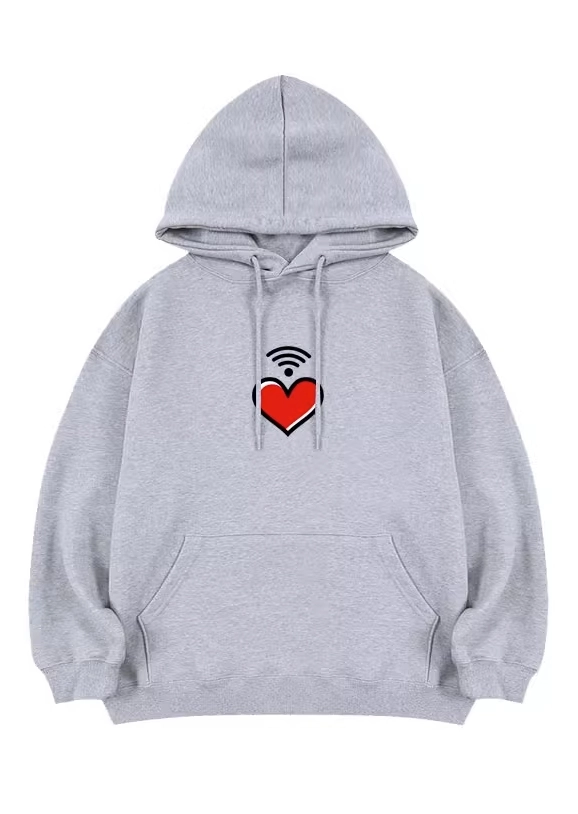 Grey Heart Printed Hoodie | Seungmin - Stray Kids - Fashion