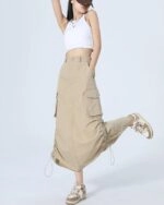 Beige Drawstring Cargo Skirt | Sullyoon - NMIXX - Fashion Chingu
