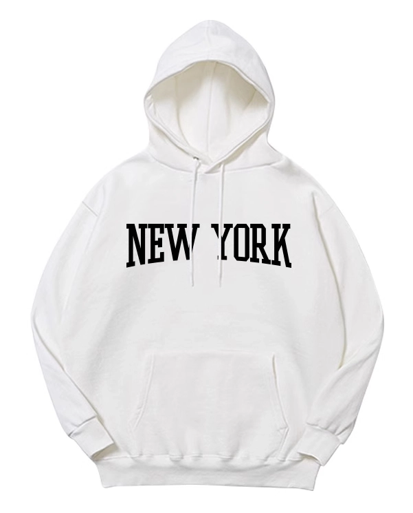 White New York Print Hoodie | Hyunjin - Stray Kids - Fashion