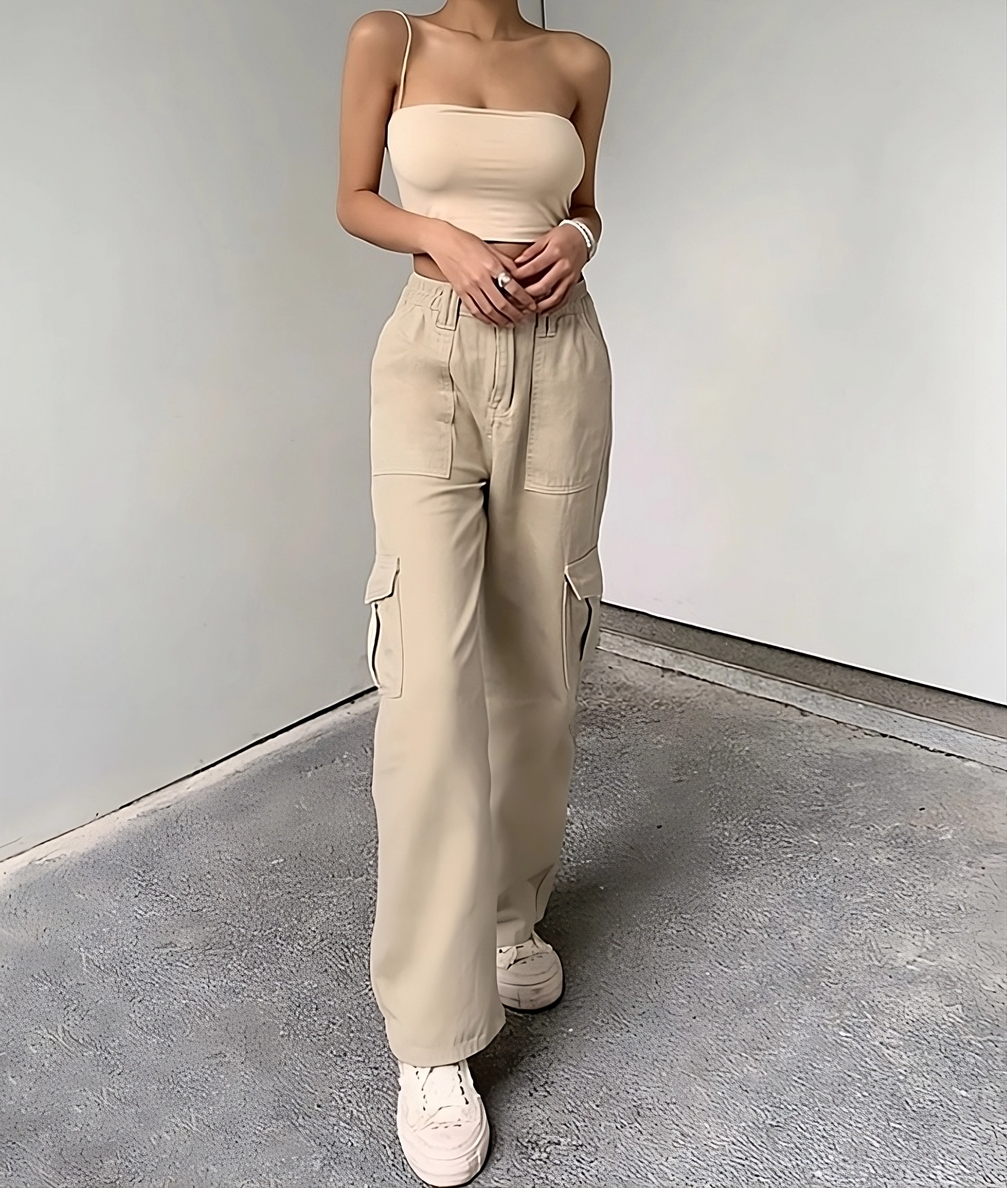 Beige Cargo Jeans | Karina - Aespa - Fashion Chingu