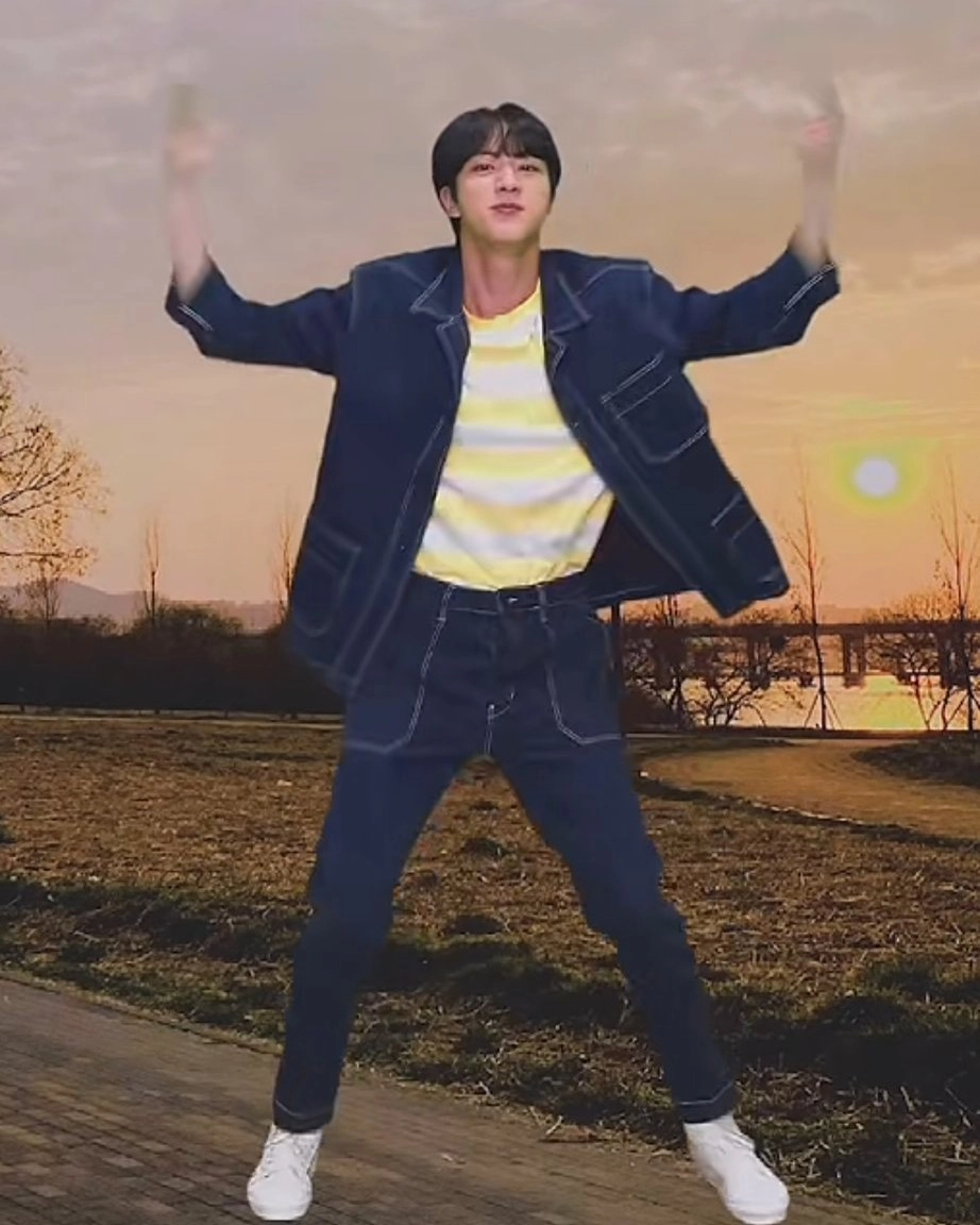 Blue Denim Jacket With Pocket Details Jin BTS Fashion Chingu