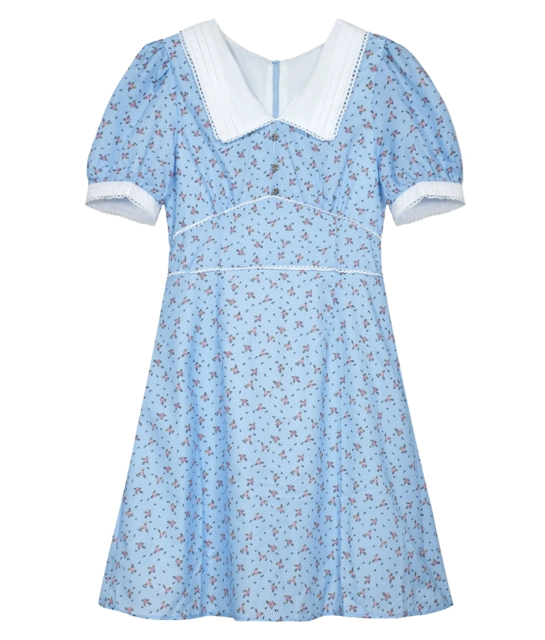 Blue Floral Collared Mini Dress | Jennie - BlackPink