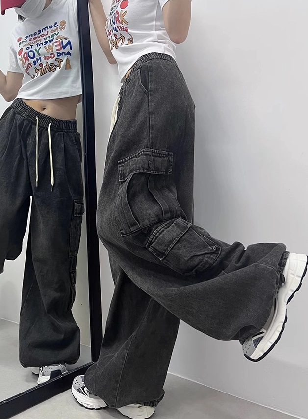 Black Wide Leg Cargo Pants | Danielle - NewJeans - Fashion