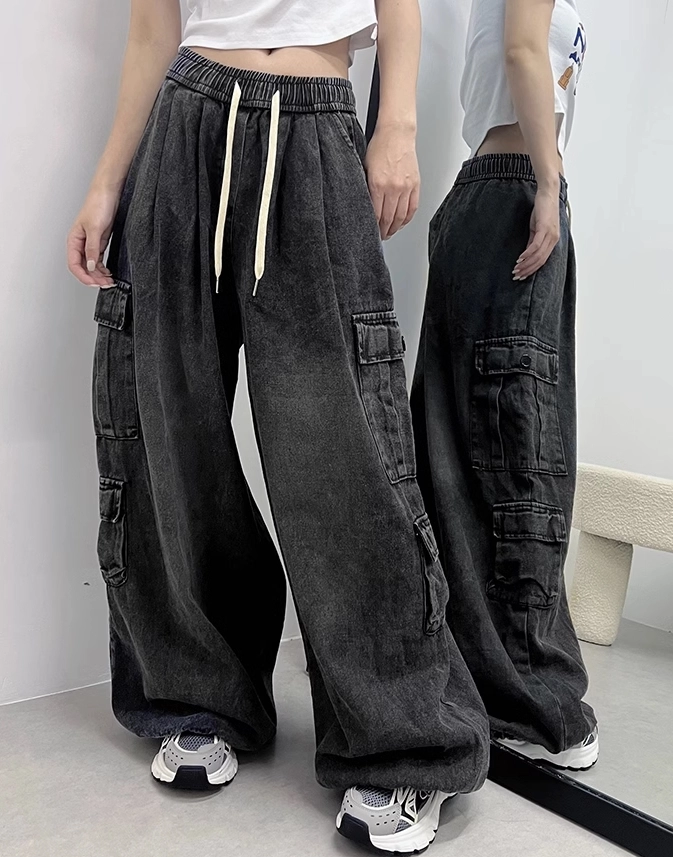 Black Wide Leg Cargo Pants | Danielle - NewJeans - Fashion Chingu