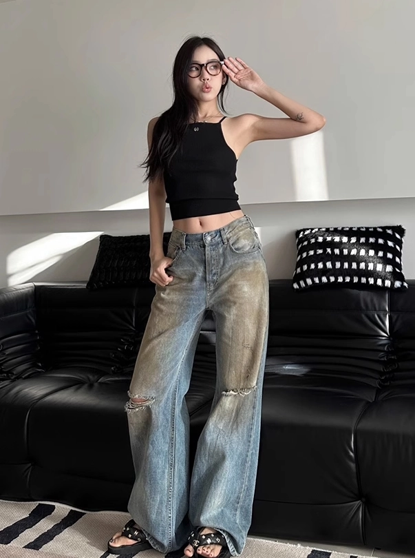 Blue Ragged Denim Jeans | Jungkook - BTS - Fashion Chingu