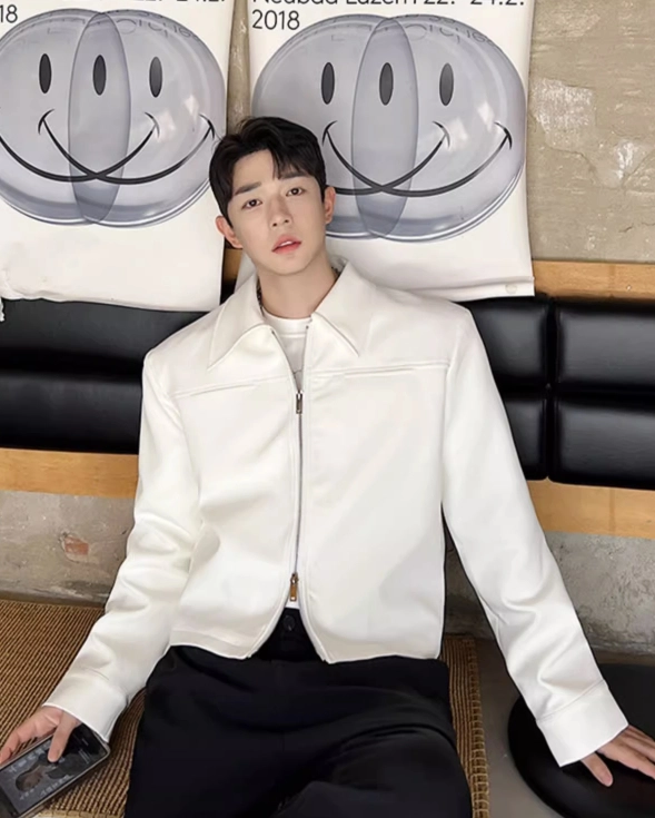 BTSJUNGKOOKピケット White Collared Two-Way Zip Jacket | Jungkook - BTS - Fashion