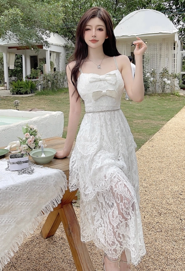 White Double Bow Bustier Lace Dress | Momo - Twice - Fashion