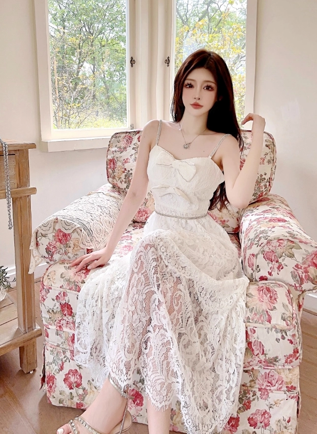White Double Bow Bustier Lace Dress | Momo - Twice - Fashion
