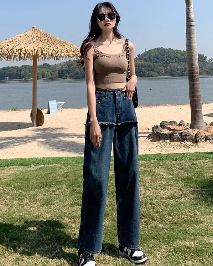 New Jeans セット Blue Two-Pieces Illusion Jeans | Danielle - NewJeans - Fashion Chingu